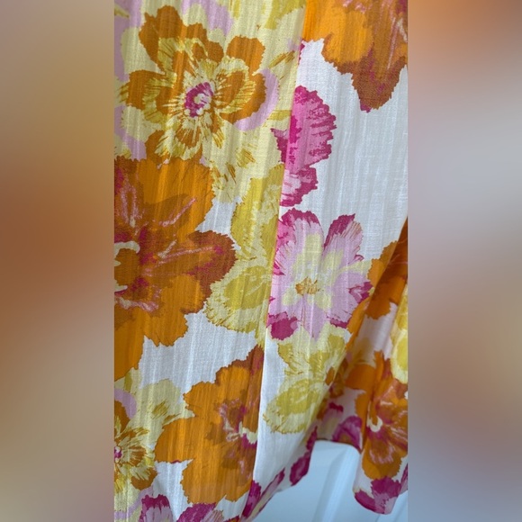 CeCe A-Line Skirt with Pink, Orange, and Yellow Floral Design - Picture 12 of 12